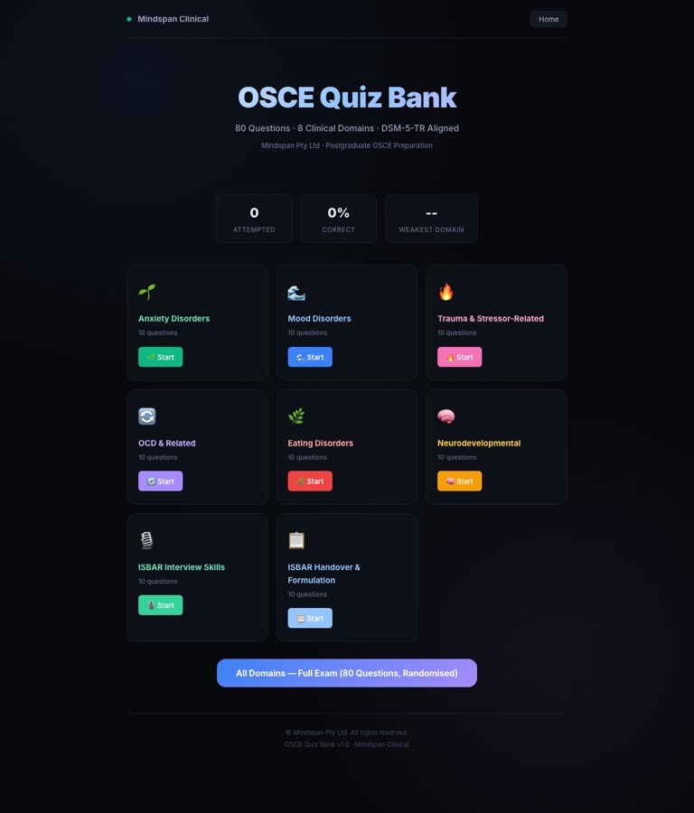 Practice Quiz Bank — page from the OSCE program